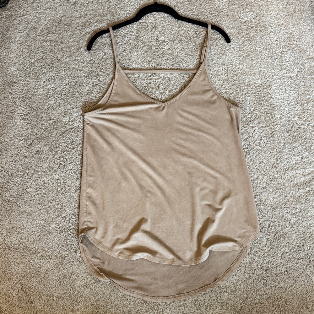 Shyanne Beige Faux Suede Cami Tank Top